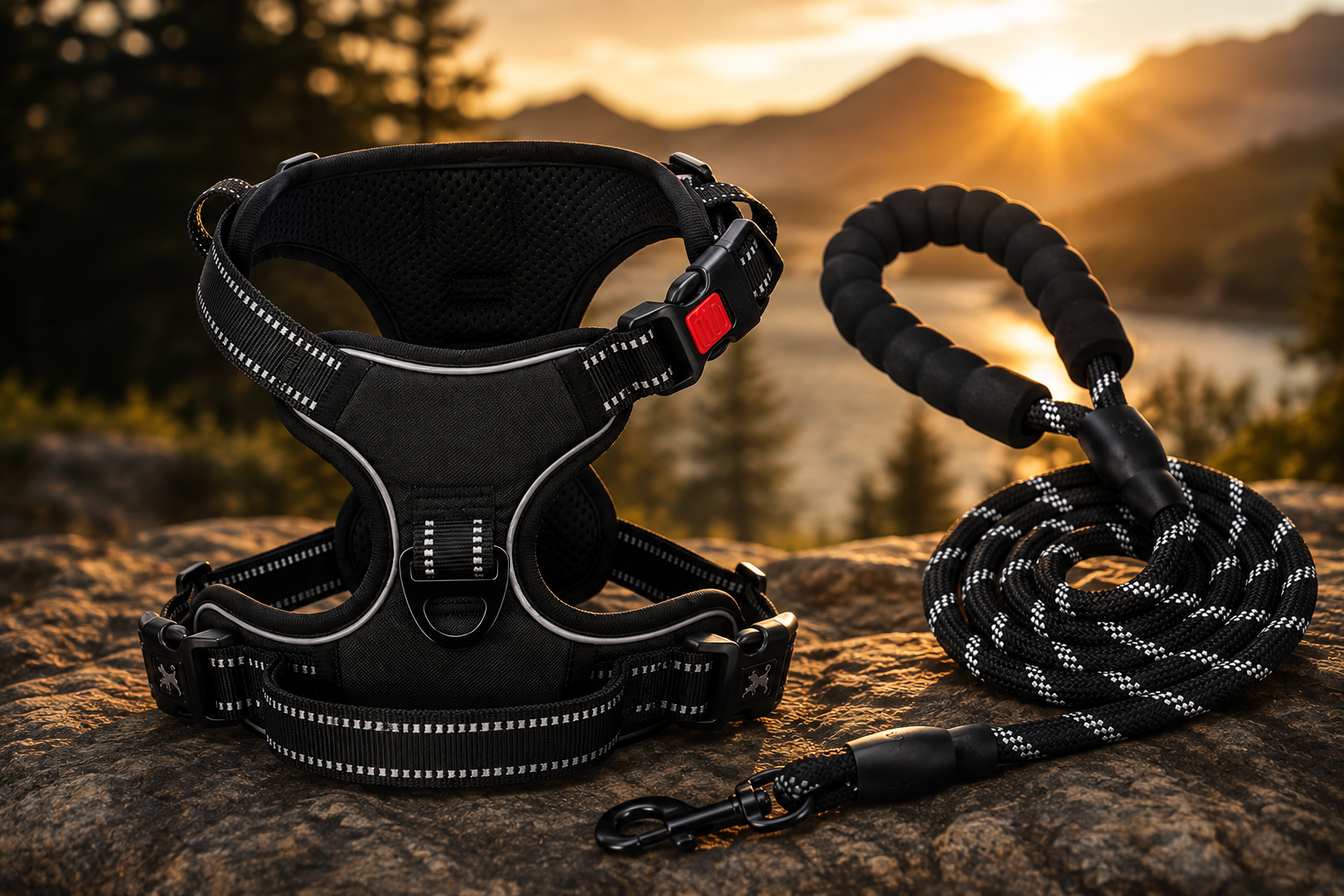 No Pull Dog Harness , Black Harness+Leash