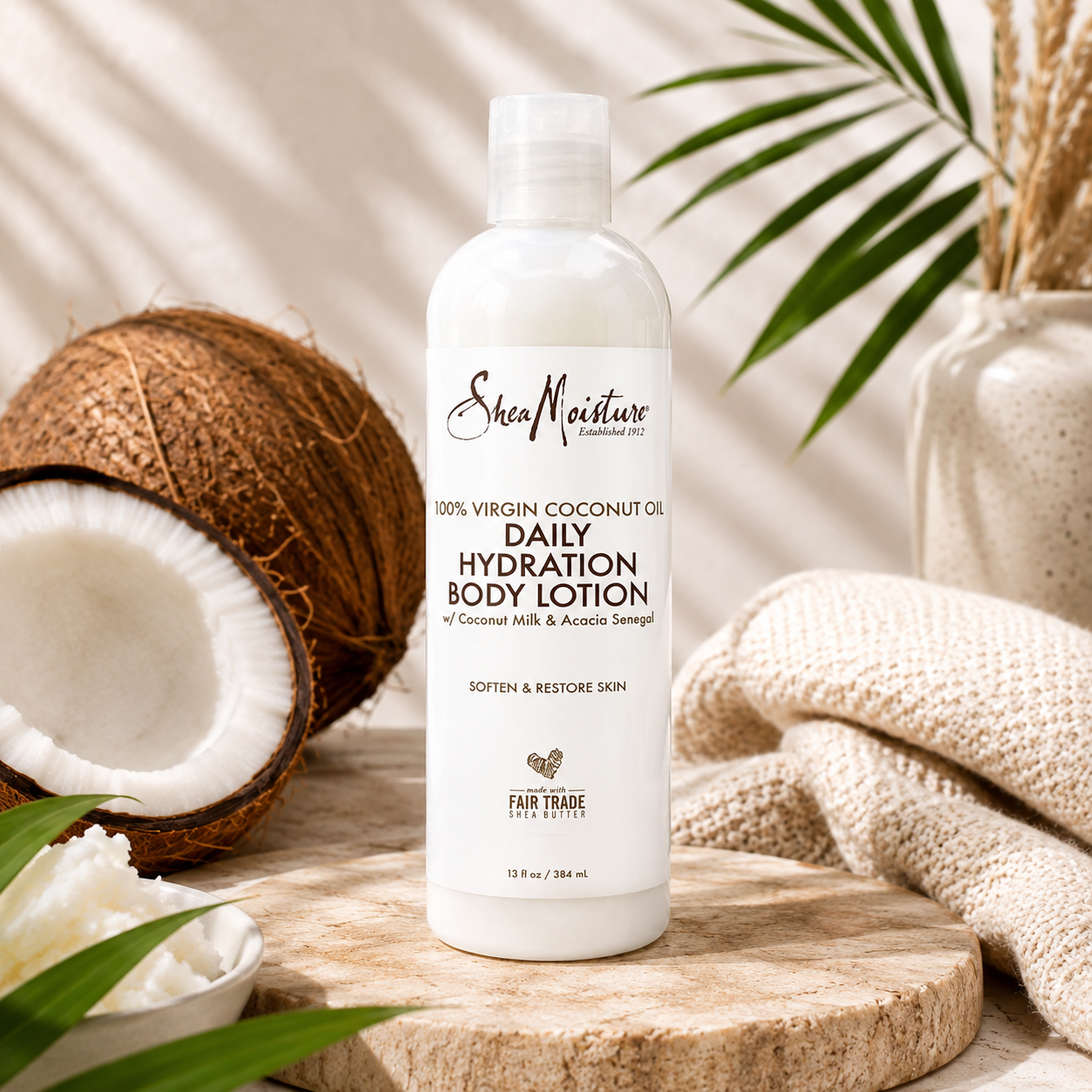 Shea Moisture Body Lotion for all skin types Daily Hydration 100% Virgin Coconut Oil 13 oz