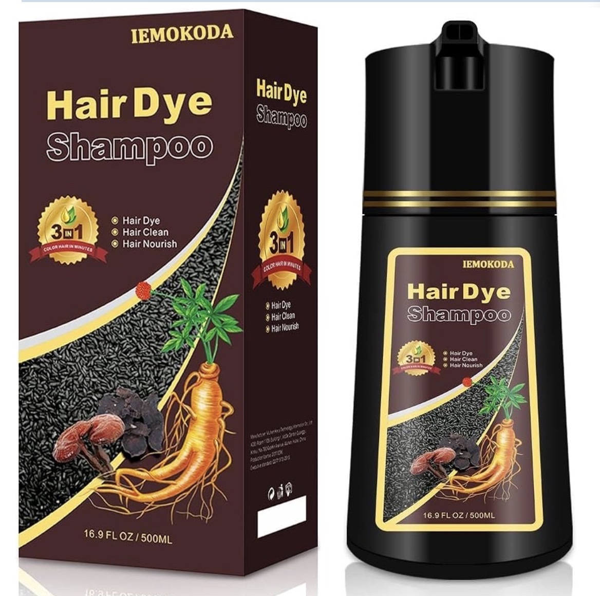 Wine Red Hair Color - 3-in-1 Long-Lasting Natural Dye Shampoo for Gray Hair, Easy Home Use for Men and Women, 16.9 Fl Oz additional image